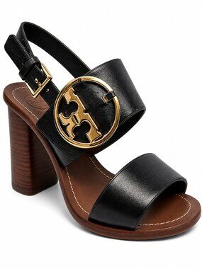 Tory Burch Thames Sandal Two-Tone Black & Brown Leather